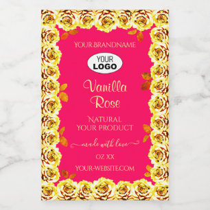Rótulos de produto cor-de-rosa floral Rosas amarel