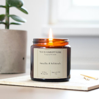 Rótulos de Produto de Vela Adesivos Quadrados Bege