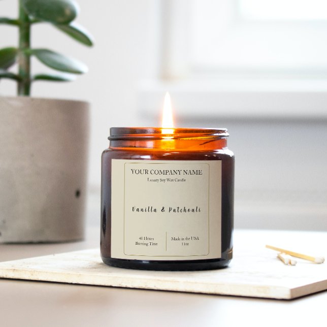 Rótulos de Produto de Vela Adesivos Quadrados Bege (Criador carregado)