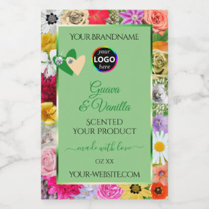 Rótulos de Produto Logo Verde de Salva Floral Mult
