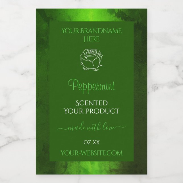 Rótulos de Produto Moderno Floral de Mármore Verde (Rótulo Único)