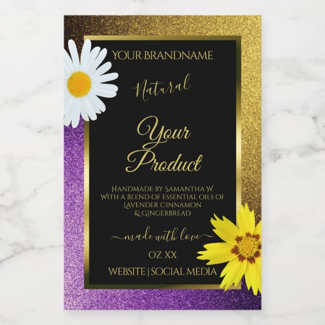 Rótulos de Produto Preto Dourado com Largura Metál (Rótulo Único)