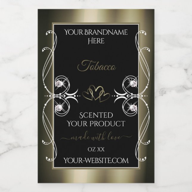 Rótulos de Produto Preto Platina Luxuosos Ornament (Rótulo Único)