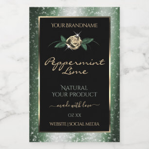 Rótulos de produto preto verde e quadro Dourado