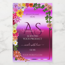 Rótulos de Produto Púrpura Rosa Floral Monograma M