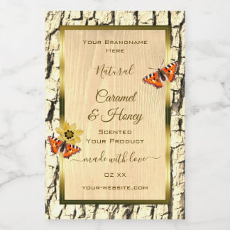 Rótulos de Produtos com Textura de Madeira Marrom 