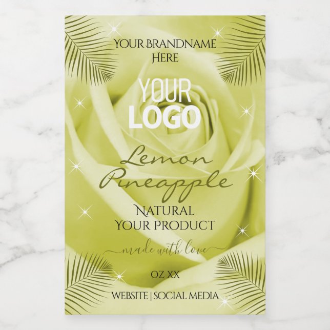 Rótulos de Produtos de Flor de Rosa Amarela Logoti (Rótulo Único)