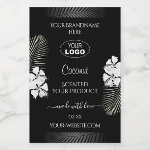 Rótulos de Produtos Preto e Branco Logotipo de Flo
