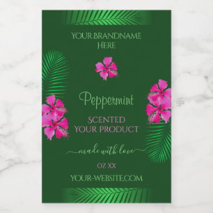 Rótulos de Produtos Verdes Flores Rosas com Folhas