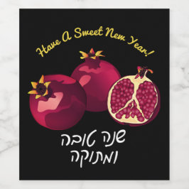 Rótulos de romã para o vinho, de ano novo doce