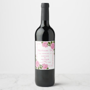 Rótulos de Vinho Casamento Bouquets de Canto Rosa 