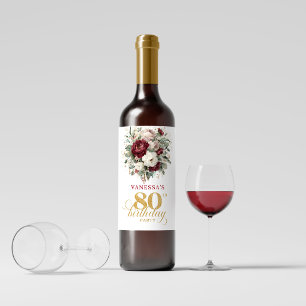 Rótulos de vinho Chic Blush Burgundy 80º aniversár