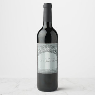 Rótulos de vinho Coroa de Titular Prateada e Brilh
