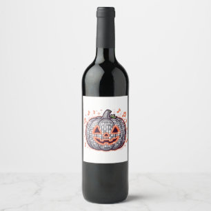 Rótulos de vinho de abóbora laranja Disco Hallowee
