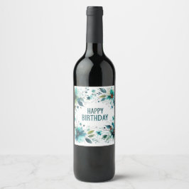 rótulos de vinho de aniversário de flores verdes