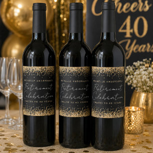 Rótulos de Vinho de Aposentadoria com Brilho Preto