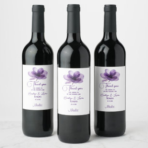 Rótulos de Vinho De Casamento De Flor Roxo