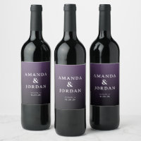 Rótulos de Vinho de Casamento Minimalista Roxo Ele