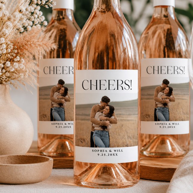 Rótulos de Vinho de Casamento Minimalistas com Cap (Criador carregado)