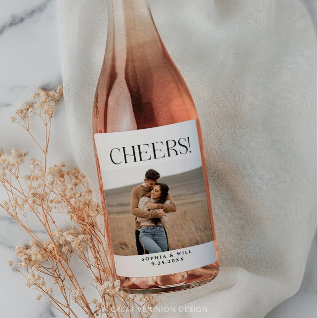 Rótulos de Vinho de Casamento Mínimo Moderno (Criador carregado)