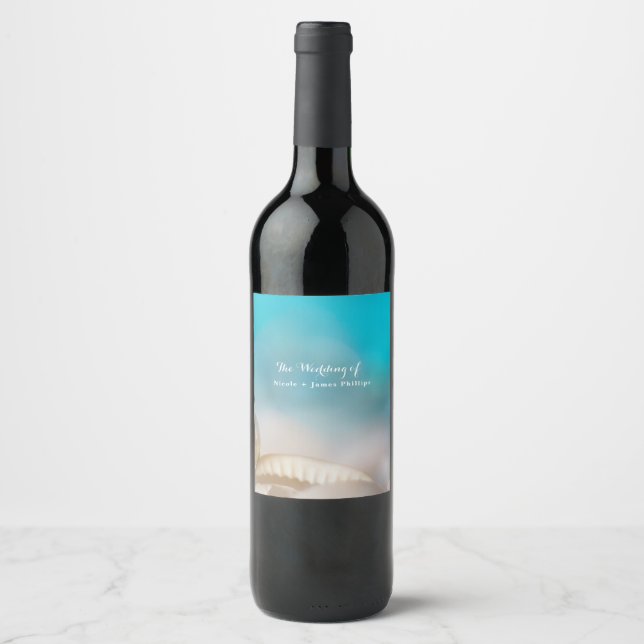 Rótulos de vinho de conchas marinhas elegantes pra (Frente)
