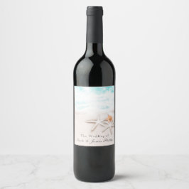 Rótulos de vinho de estrelas-do-mar de praia areno