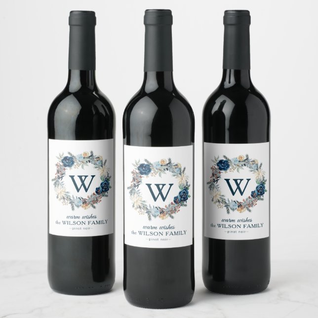 Rótulos de Vinho de Feriado de Feriado Monograma E (Garrafas)