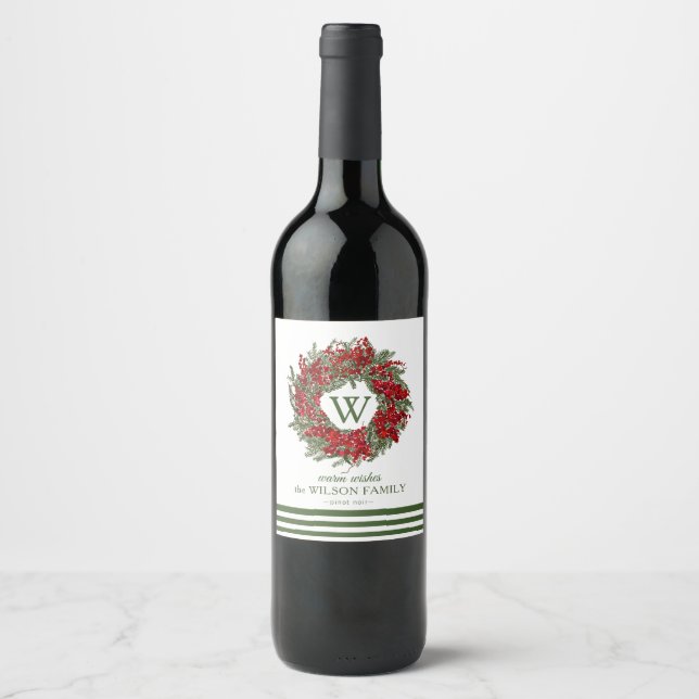 Rótulos de Vinho de Feriado de Feriado Monograma E (Frente)