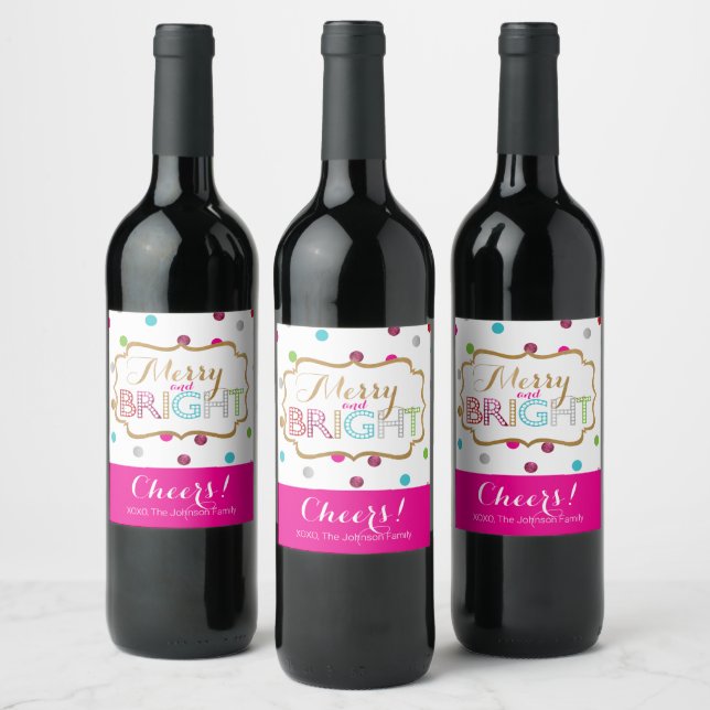 Rótulos de Vinho de Férias Alegre e Brilhante (Garrafas)