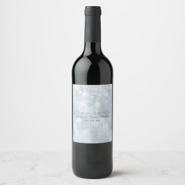 Rótulos de Vinho de Flocos de Neve de Gelo Branco  (Frente)