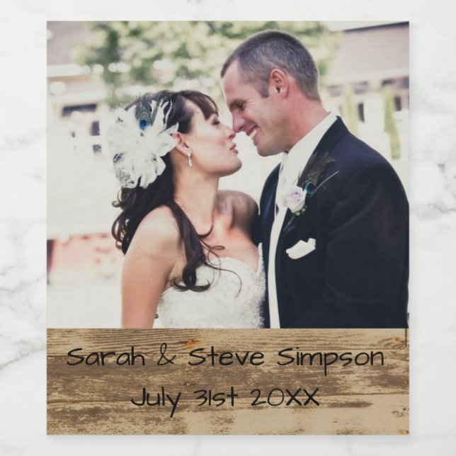 Rótulos de Vinho de Imagem de Data de Casamento (Rótulo Único)