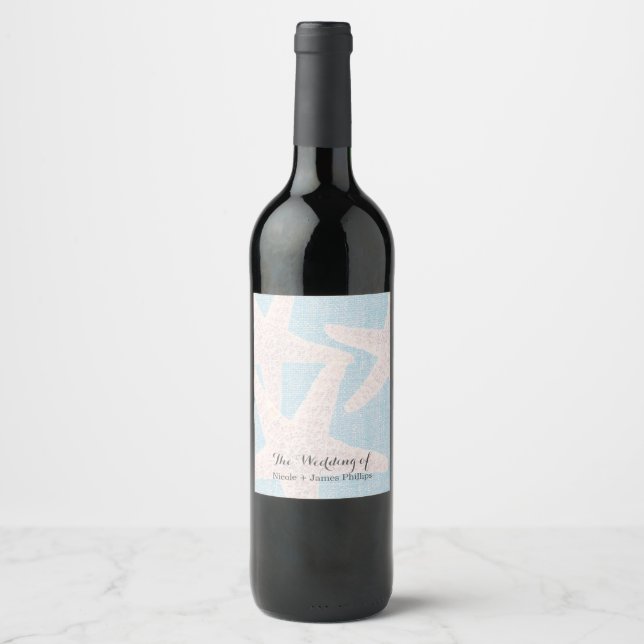 Rótulos de vinho de praia de estrela-do-mar branca (Frente)