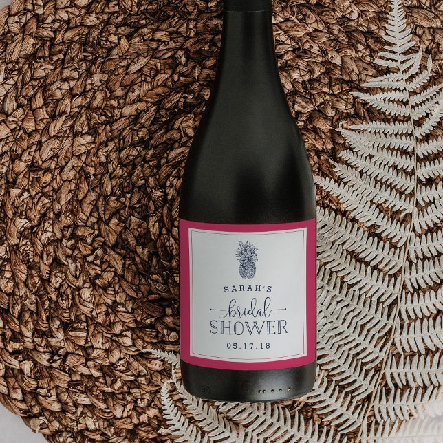 Rótulos de vinho do Chá de panela de abacaxi rosa  (Criador carregado)