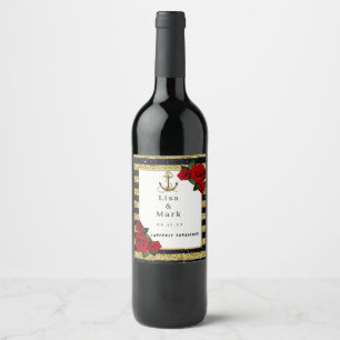 Rótulos de Vinho Dourados de Âncora Náutica