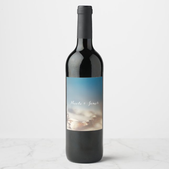 Rótulos de Vinho Elegantes Conchas de Praia e Joia (Frente)