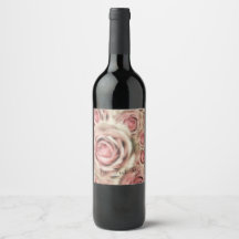 Rótulos de Vinho Elegantes Flores Rosa Chic Retrô