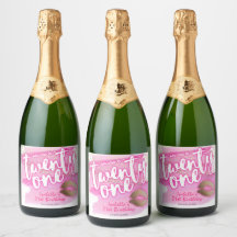 Rótulos de vinho espumante cor-de-rosa e dourado p