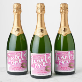 Rótulos de vinho espumante cor-de-rosa e dourado p