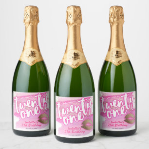Rótulos de vinho espumante cor-de-rosa e dourado p