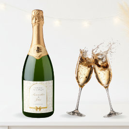 Rótulos de Vinho Espumante de Casamento Geométrico