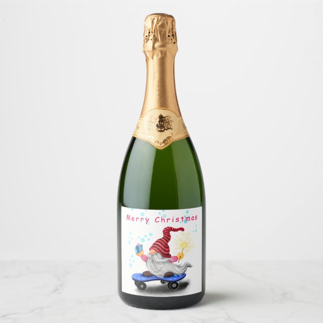 Rótulos de Vinho Espumante Gnome de Natal (Frente)