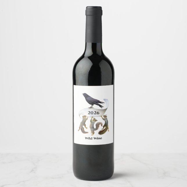 Rótulos de Vinho Esquilos e Corvo (Frente)