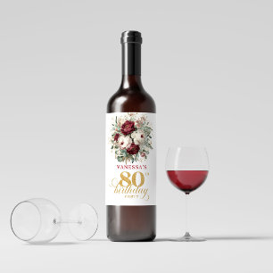 Rótulos de Vinho Glam Blush Burgundy para 80º Aniv