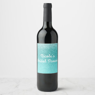 Rótulos de vinho glamour brilho glitter azul mar a