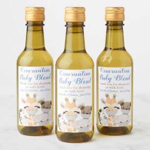 Rótulos de vinho mini Safari de Covid para chá de