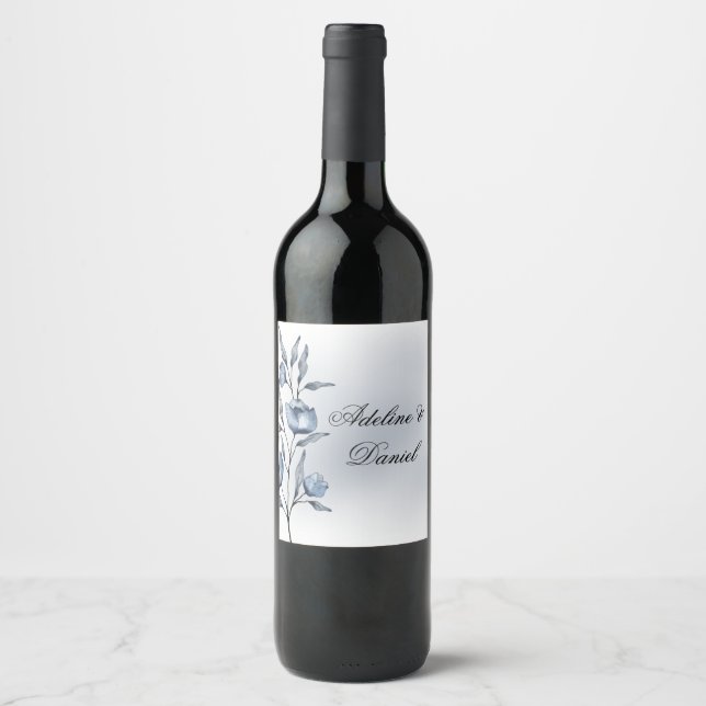 Rótulos de Vinho para Casamento Indigo Romance (Frente)