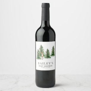 Rótulos de Vinho para Chá de Bebê de Inverno Rústi