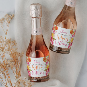 Rótulos de Vinho para Chá de Noiva Floral Cítrico 