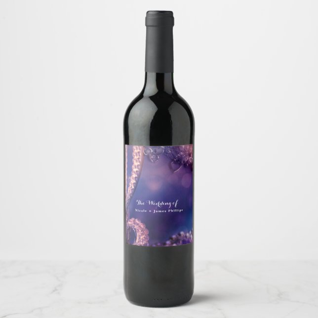 Rótulos de Vinho para Festa Glamour Chic Brilho Ro (Frente)