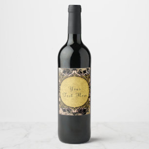 Rótulos de Vinho para Festa Rosa Preto e Dourado c